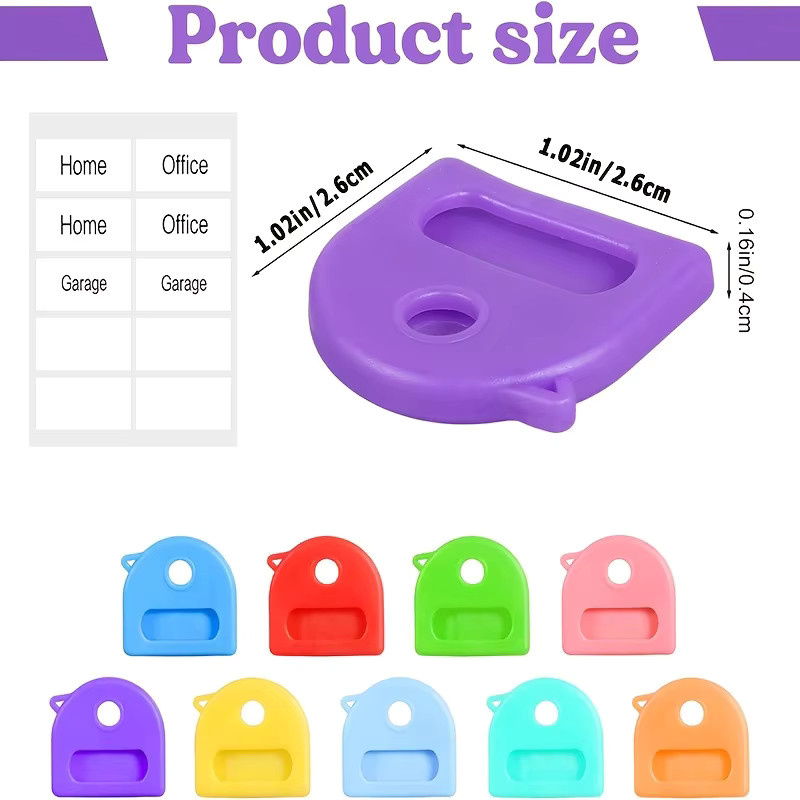 Set aus bunten Schlüsselkappen aus Gummi als weiche und dehnbare Schlüsselidentifikatoren mit Etiketten für deine Hausschlüssel - Bild 2