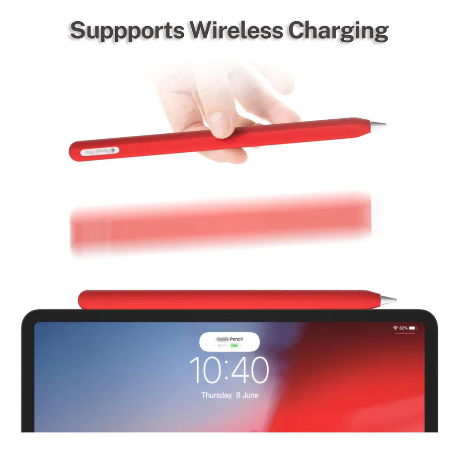 Silikonhülle für Apple Pencil 2 mit Lightning-Logo und strukturiertem Griff in Weiß oder Rot - Bild 2
