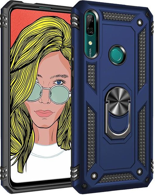 Robuste Militär-Schutzhülle für Honor 9X und Huawei Honor 9 X Pro mit Auto-Halterung und Ring in Blau - Bild 1
