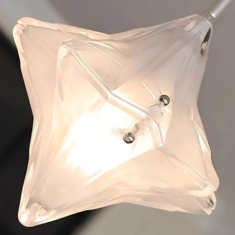 Claeted Designer Stern-Pendelleuchte aus Glas in Transparent mit Chrom-Details für Esszimmer, Küche und Flur - Bild 3
