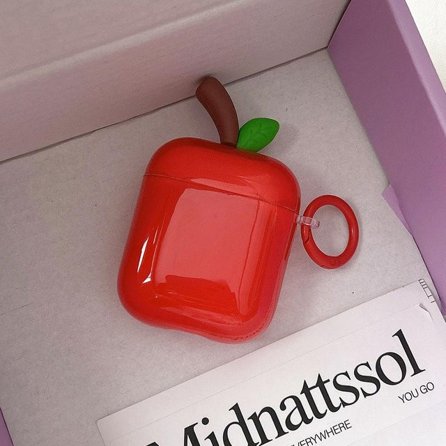 Transparente Kopfhörerhülle mit rotem und grünem Frucht-Design für Apple AirPods Pro, AirPods 4, 3, 2 und 1 - Bild 1