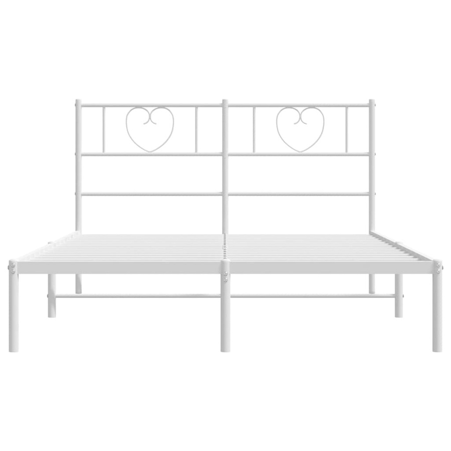 Vidaxl Metall-Bettgestell mit Kopfteil in Weiß, B/T/H: 140 x 200 cm - Bild 2