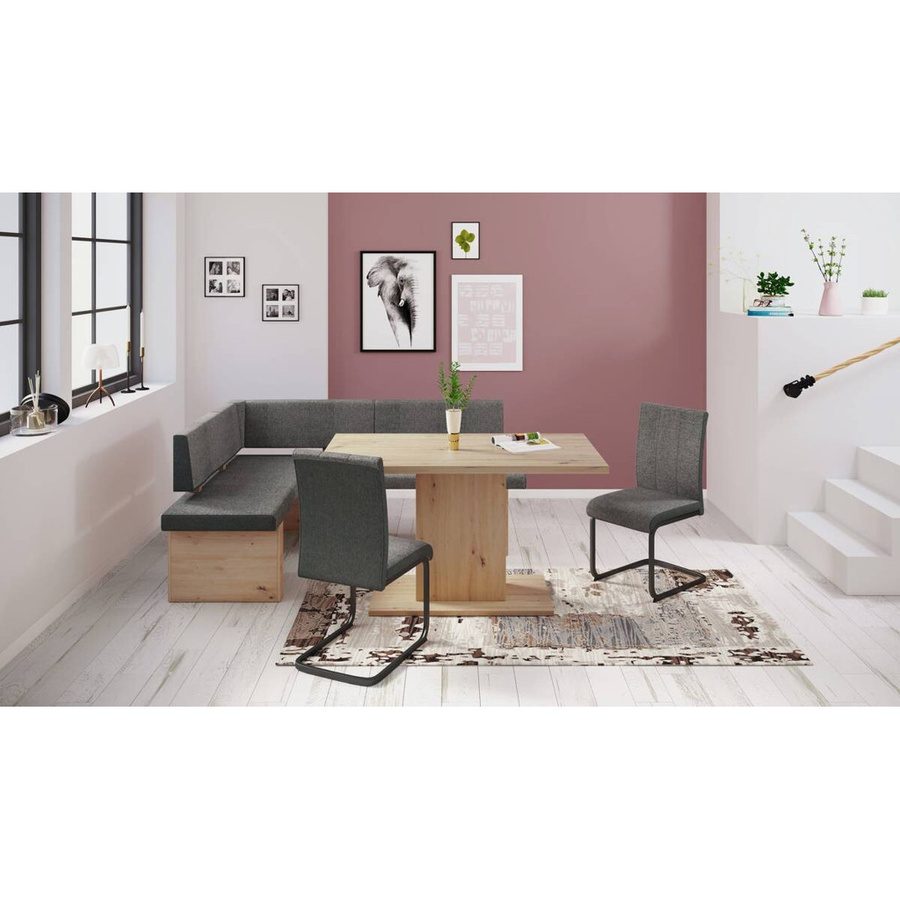 4er Set Stühle Hela in Anthrazit und Schwarz aus Webstoff und Metall mit Freischwinger-Gestell B/H/T: 43 x 92 x 52 cm - Bild 2