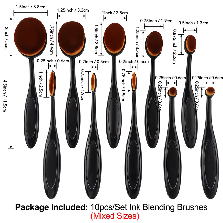 10er-Pack Craft Ink Blending Brushes Set aus Kunststoff in Schwarz für die Kartenherstellung - Bild 2