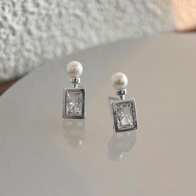 Lucky Star Jewelry Ohrstecker, Parfümflasche, Kunstperle, Zirkon, Damen - Bild 1