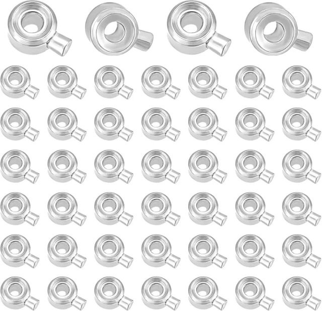 Quetschperlen Messing, 4x3mm, Silber, Unisex - Bild 1