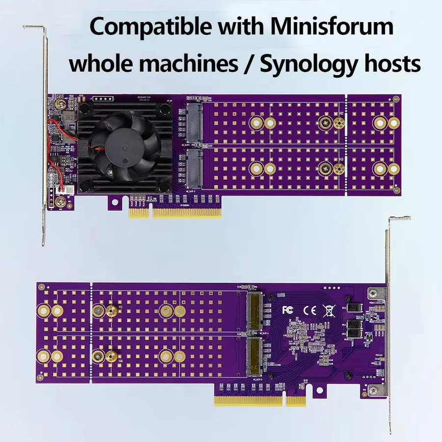 ADT-Link Split-Free PLX8747 PCIe 3.0 Erweiterungskartenmodul mit Vierfach-NVMe 3.0 x4 Support und Radiator in Schwarz - Bild 3