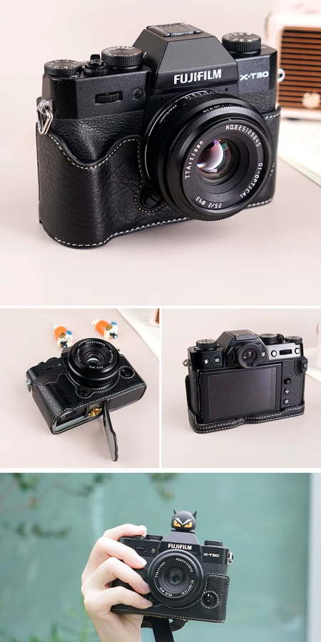 Fujifilm Retro Leder Kamera-Schutzhülle Halbe Case für X-T10 XT20 XT30 X-T30II XT30III in Grün - Bild 6