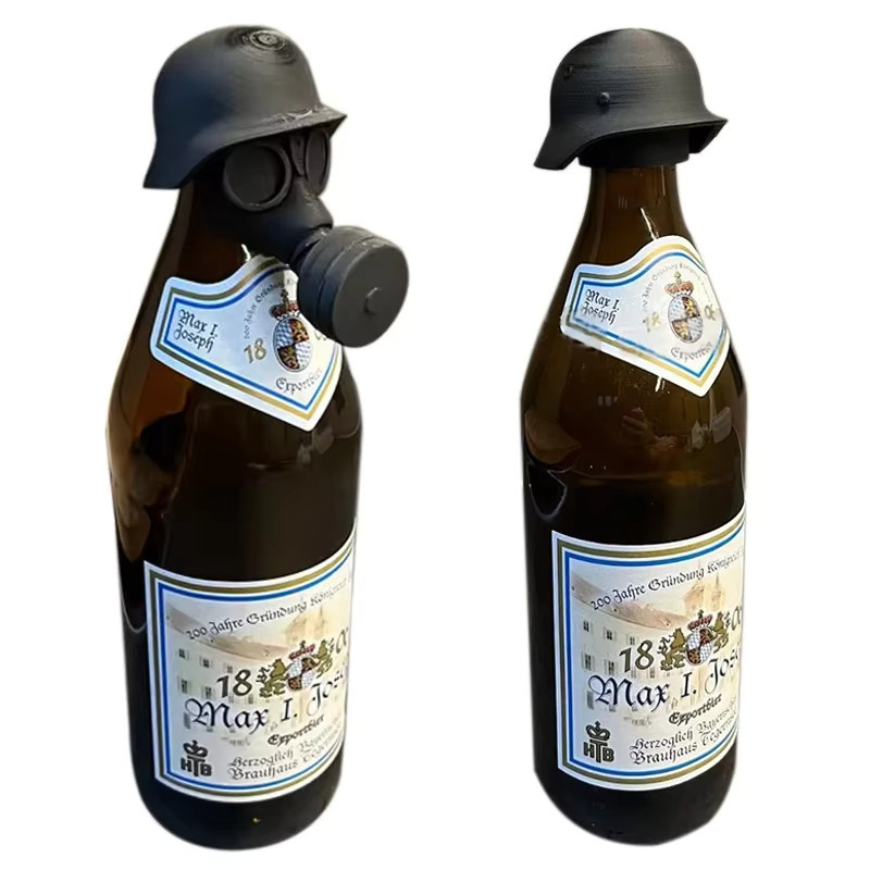 Kreativer Bierflaschenverschluss in Gasmasken-Design, schwarzer auslaufsicherer Flaschendeckel aus Kunststoff für Deine Bierflaschen - Bild 4