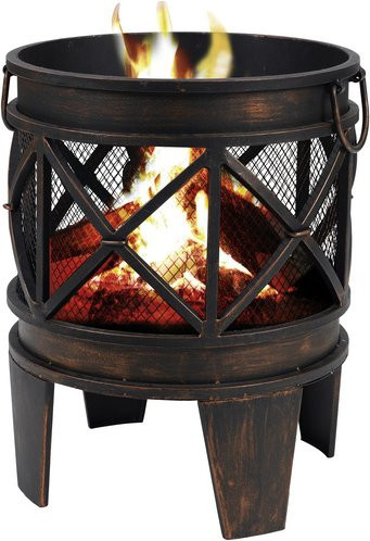 Tepro Feuerstelle Gracewood in Schwarz/Bronze mit Funkenschutz und Grillfläche, Höhe: 53 cm, Durchmesser: 40 cm - Bild 1