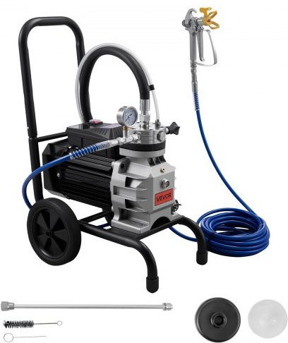 VEVOR Membran-Airless-Farbspritzgerät 1500 W mit 19,31 MPa Hochdruck in Schwarz inklusive Verlängerungsspritze und Reinigungsset für Innen- und Außenbereich - Bild 1