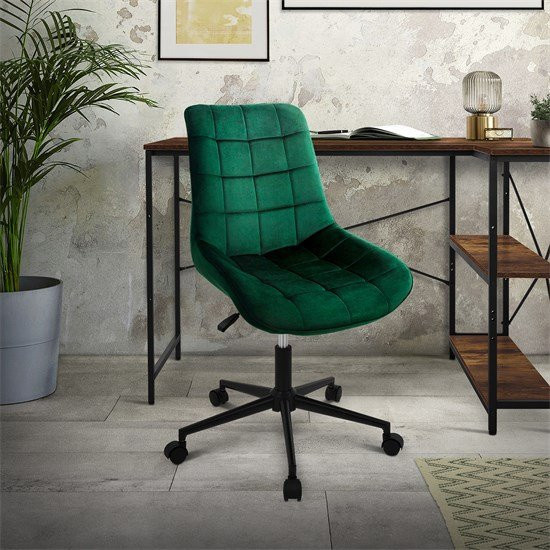 ML-Design Bürostuhl Grün mit Samtbezug und Metallgestell, Drehstuhl mit Rollen - Bild 1