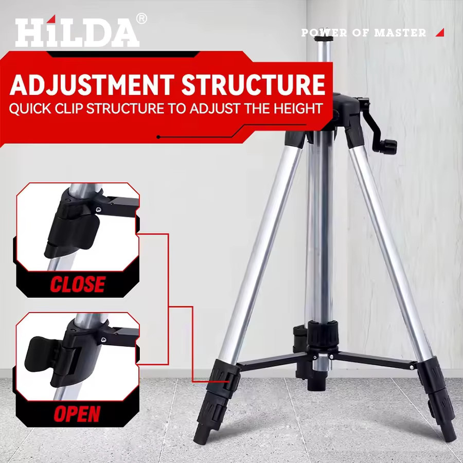 Hilda Laser-Nivellierstativ aus Aluminium in Silber, professionelles Stativ für Laser-Nivelliergeräte, Höhe: 120 cm - Bild 2