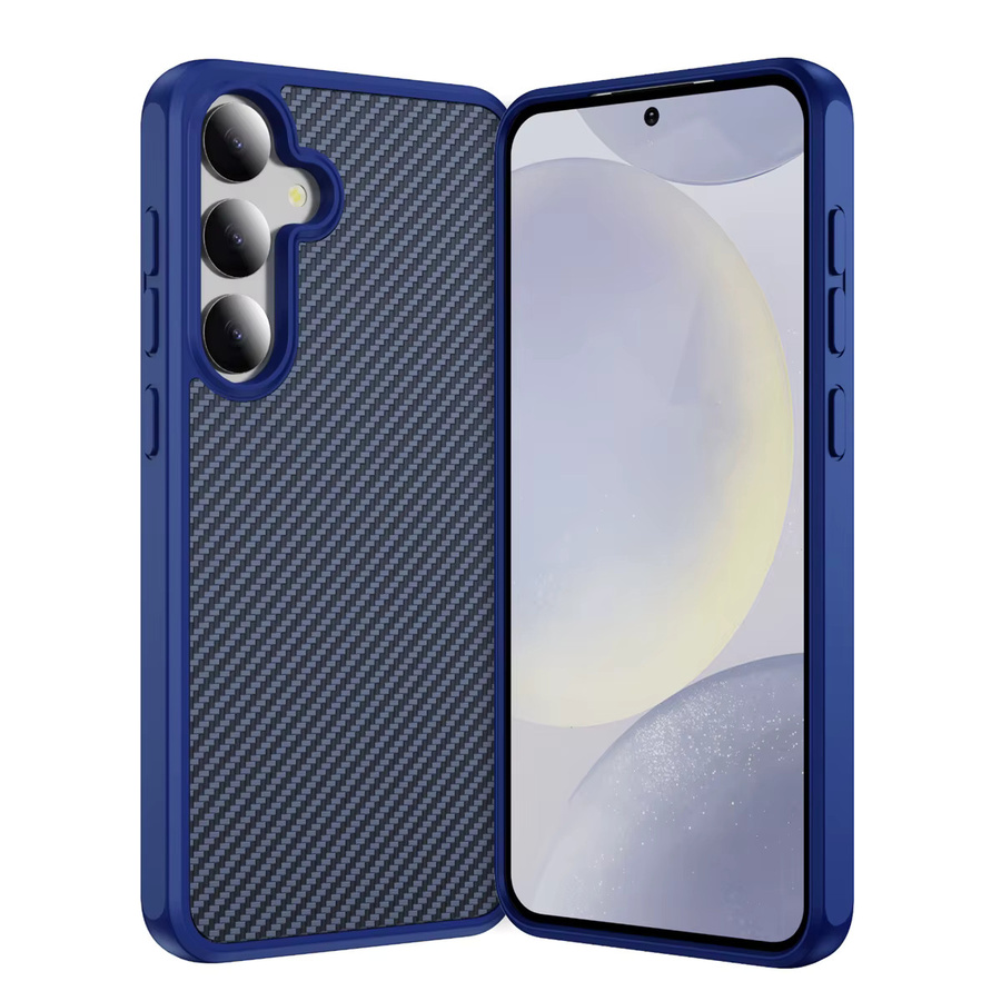 Luxus Business Handyhülle mit Carbon-Struktur für Samsung Galaxy S25 Ultra, S24 und S23 Plus in Schwarz und Blau - Bild 1