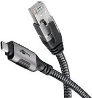 goobay LAN-Adapter USB-C auf RJ-45 Cat6 Ethernet-Kabel, 1 Gbit/s, Schwarz/Silber/Grau - Bild 1