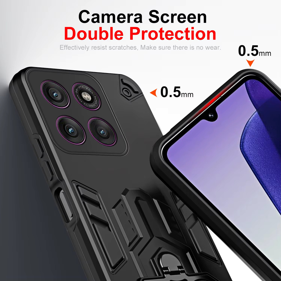 Stoßfeste Schutzhülle für Motorola Edge 50 Pro Fusion Neo G04 G04S G24 G05 G15 Power G15 E14 E15 mit Metallring in Schwarz - Bild 3