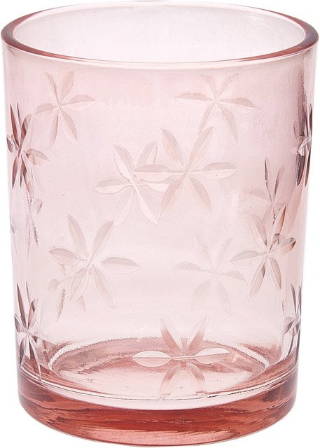 Rico Design Glaswindlicht mit Blüten-Glasschliff in transparent-rosa, Höhe: 12,5 cm - Bild 1