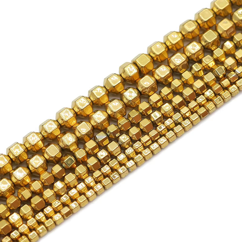 JHNBY Spacer Perlen, Hämatit Naturstein, Gold, Unisex - Bild 4