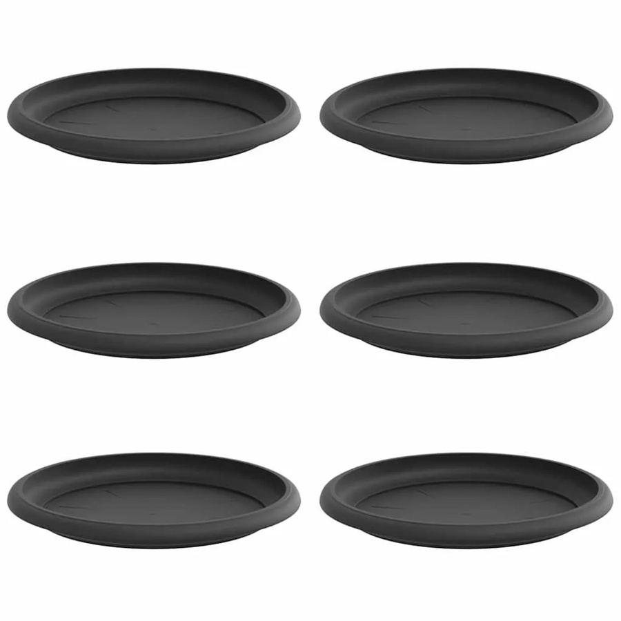 vidaXL Runde Blumenplatten aus Kunststoff in Schwarz, 6 Stück, Durchmesser: 19 cm, Höhe: 2 cm - Bild 2