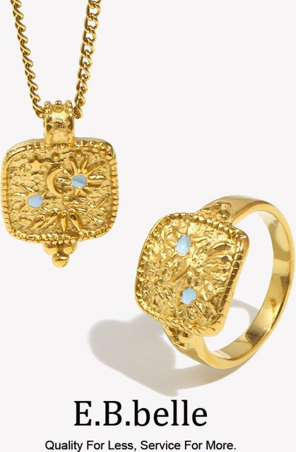 E.B.belle Schmuckset, Ring-Halskette, Edelstahl, Gold, Damen - Bild 1