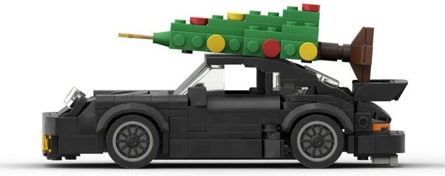 MOC Bausteine Set 911 Turbo Supercar mit Weihnachtsbaum Winter Serie in Schwarz - Bild 1