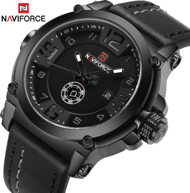 NAVIFORCE Armbanduhr, Quarz, Lederband, Schwarz, Herren - Bild 1