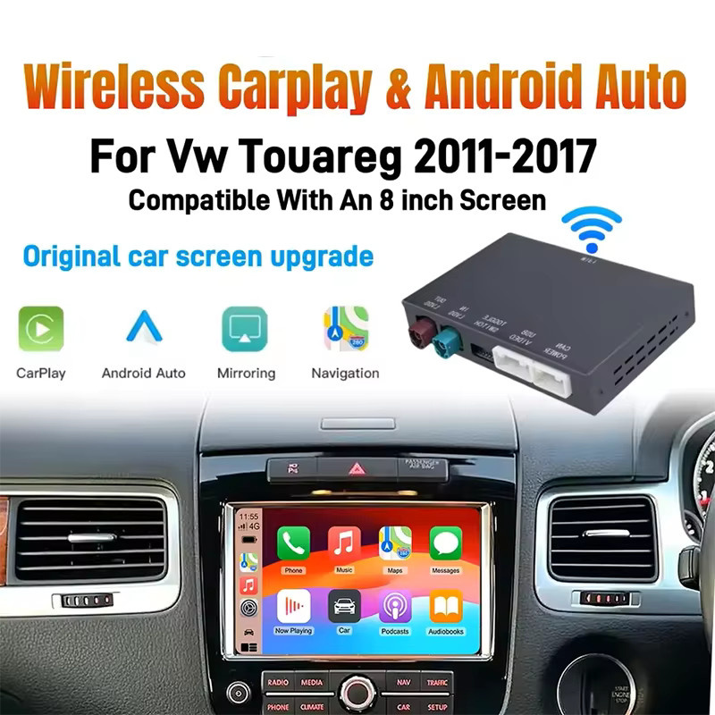 CARABC Kabelloses CarPlay und Android Auto Interface für VW Touareg mit 8-Zoll-Bildschirm RNS850 (2011-2018) in Schwarz mit Wi-Fi und Bluetooth - Bild 6