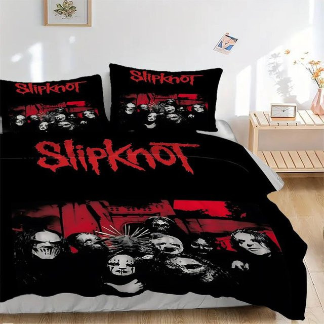 3-teiliges Slipknot Band Bettwäsche-Set von Four Seasons Home in Schwarz, bestehend aus Bettbezug und Kissenbezügen, B/H: 140 x 200 cm - Bild 1