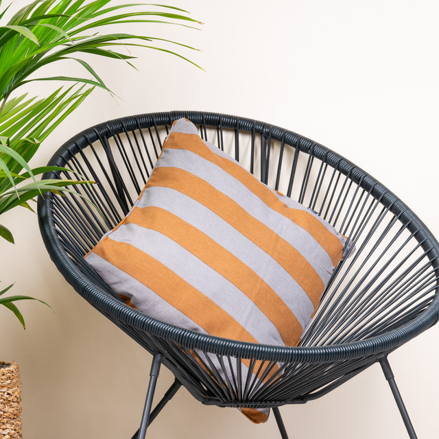 BLUME2000 Dekokissen gestreift in Orange und Braun, quadratisch, B/B/H: 45 x 45 x 45 cm - Bild 1