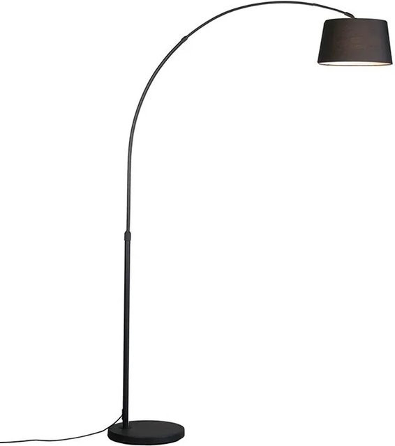 QAZQA Moderne Bogenlampe Arc Basic in Schwarz mit Stoffschirm, höhenverstellbar und dimmbar, Höhe: 170 cm - Bild 1