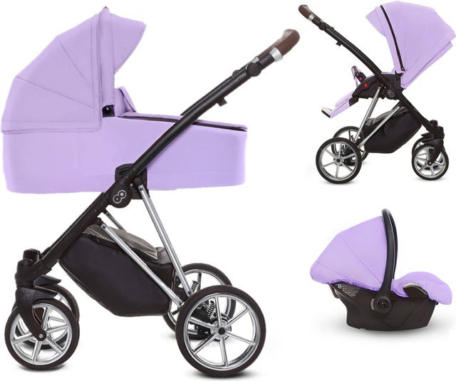 TPFLiving 3in1 Kinderwagen Ultra Stoff in Lila mit Chromgestell - Bild 1