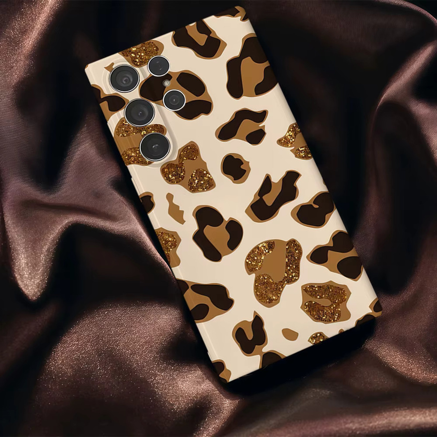 Potdemiel Handyhülle mit Leopardenmuster in Braun und Gold für Samsung Galaxy S25, S24, S23 Ultra Plus, A35 und A55 mit glänzender HD-Hartschale - Bild 5