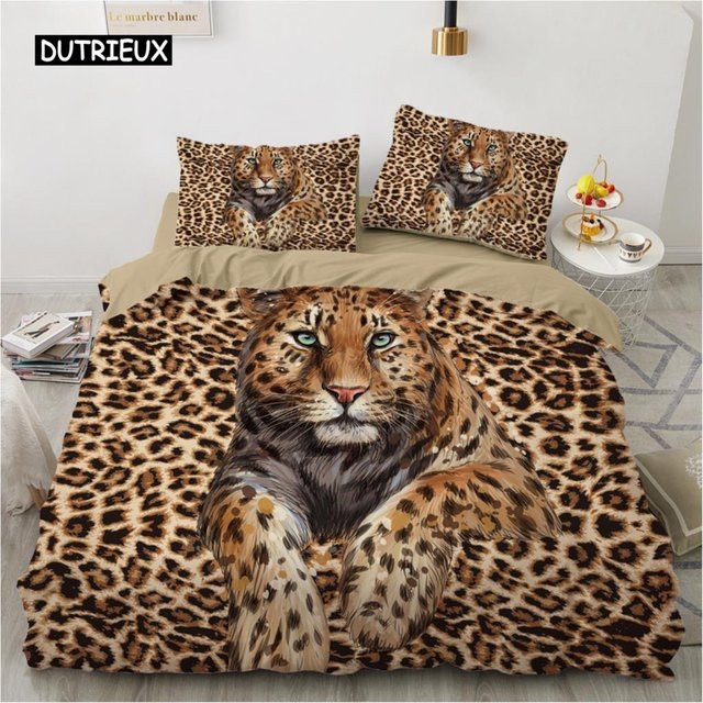Luxuriöses 3-teiliges Bettwäscheset mit Leopardenmuster von Binchi Outdoor Product in Multicolour, B/H: 140 x 200 cm - Bild 1