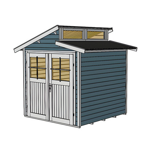 WEKA Holz-Gartenhaus 226 Gr. 1 in Grau mit Pultdach und Vordach, B/H/T: 237 x 252 x 209 cm - Bild 3