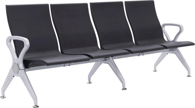 DELUKE Wartebank ERIK 4-Sitzer Schwarz mit Armlehnen, B/T/H: 228 x 59 x 89 cm - Bild 1