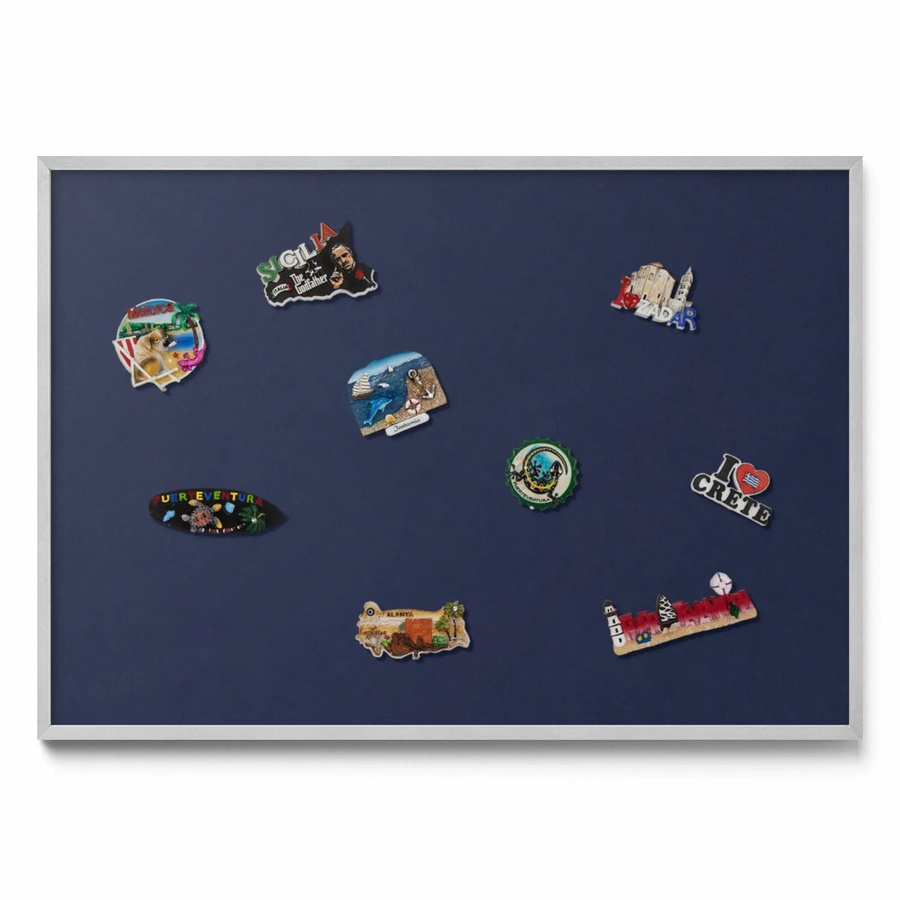 Tulup Magnettafel Dunkelmarineblau als Magnetboard und Magnetpinnwand aus Metall mit silbernem Rahmen, Breite: 100 cm, Höhe: 70 cm - Bild 2