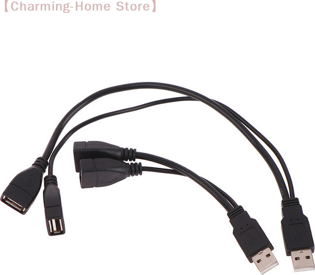 SHIDWJ USB 2.0 Splitter Adapter von 1 Stecker auf 2 Buchsen USB-A Datenkabel und Stromadapter in Schwarz - Bild 1