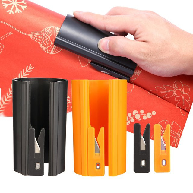 HORN Geschenkpapier-Schneider mit verschiebbarer Klinge in Orange/Schwarz - Bild 1