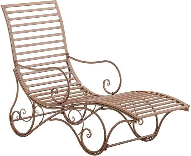 DELUKE Gartenliege SENTA Sonnenliege aus Eisen in Antik-Braun, B/T/H: 140 x 58 x 101 cm - Bild 1
