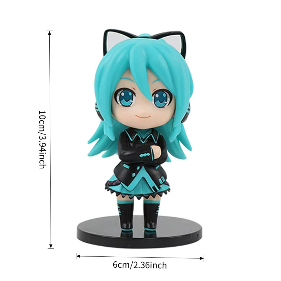 6er-Set Bandai Anime Hatsune Miku Figuren, Kawaii Mini-Charakter Ornamente in Multicolor für die Tischdekoration - Bild 2