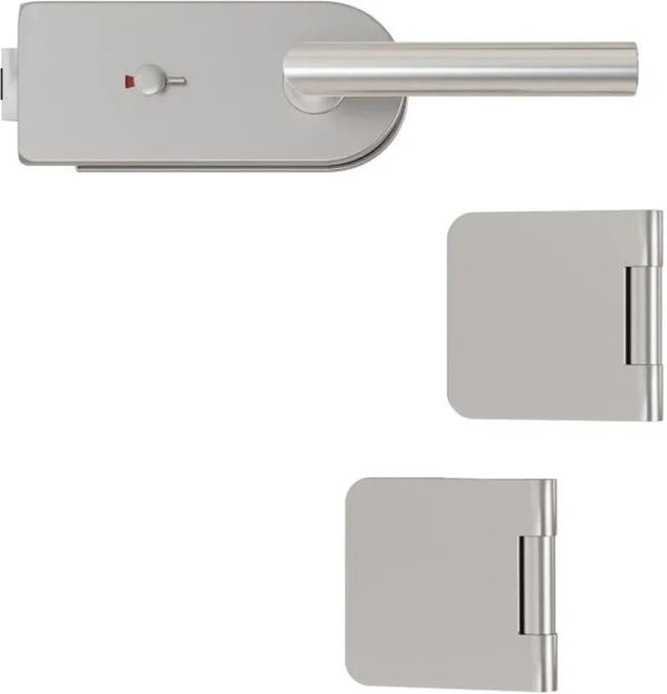 Hansaglas Glastürbeschlag Studio/Office WC- und Sanitärschloss mit gerundeten Elementen aus Edelstahl in Silber - Bild 1