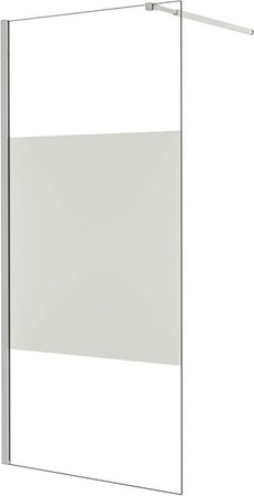AICA Walk-in Duschwand aus ESG-Glas mit Milchglasstreifen und Nano-Beschichtung, B: 85 cm, H: 200 cm, Silber