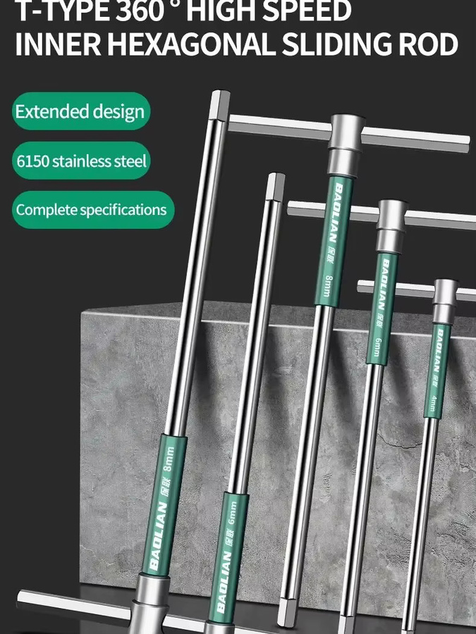 Baolian T-Steckschlüsselsatz Torx-Schraubendreher in Silber, Sortiment von 2,5mm bis 10mm - Bild 4
