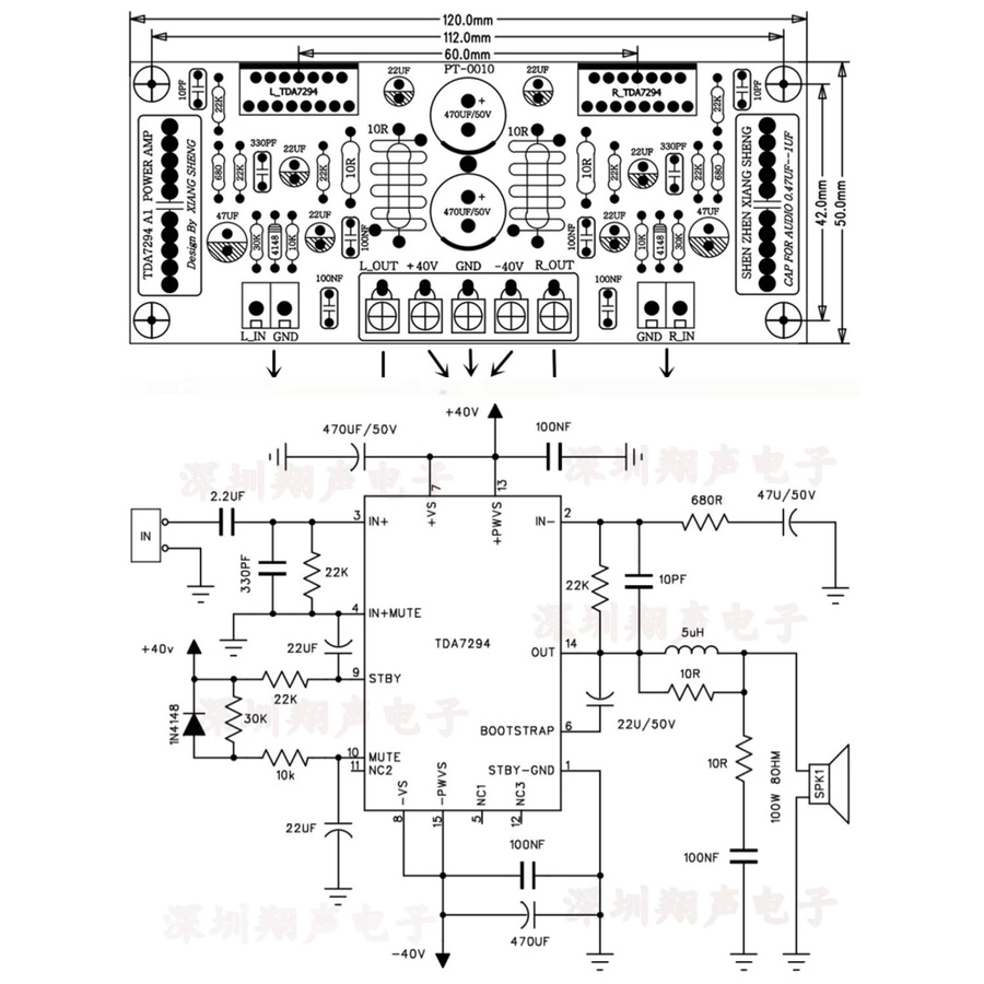 DYKBmetered TDA7294 Digitales Leistungsverstärker-Board 200W Zweikanal-HIFI-Stereo-Audioverstärker-Modul für DIY Sound in Multicolour - Bild 3