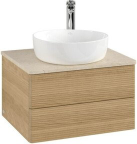 V&B Waschtischunterschrank Antao mit Frontstruktur in Eiche Honig, B/T/H: 60 x 36 x 50 cm - Bild 1