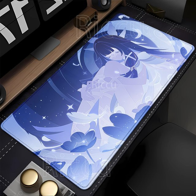 Genshin Impact Columbina Gaming-Mauspad mit Charakter-Muster in Blau, große Schreibtischunterlage aus Gummi mit HD-Druck für PC und Laptop - Bild 1