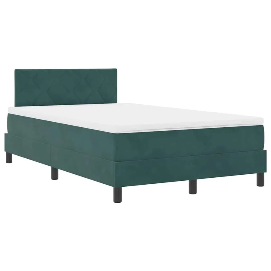 vidaXL LED Boxspringbett mit Matratze Dunkelgrün Samt B/T: 120 x 190 cm - Bild 2