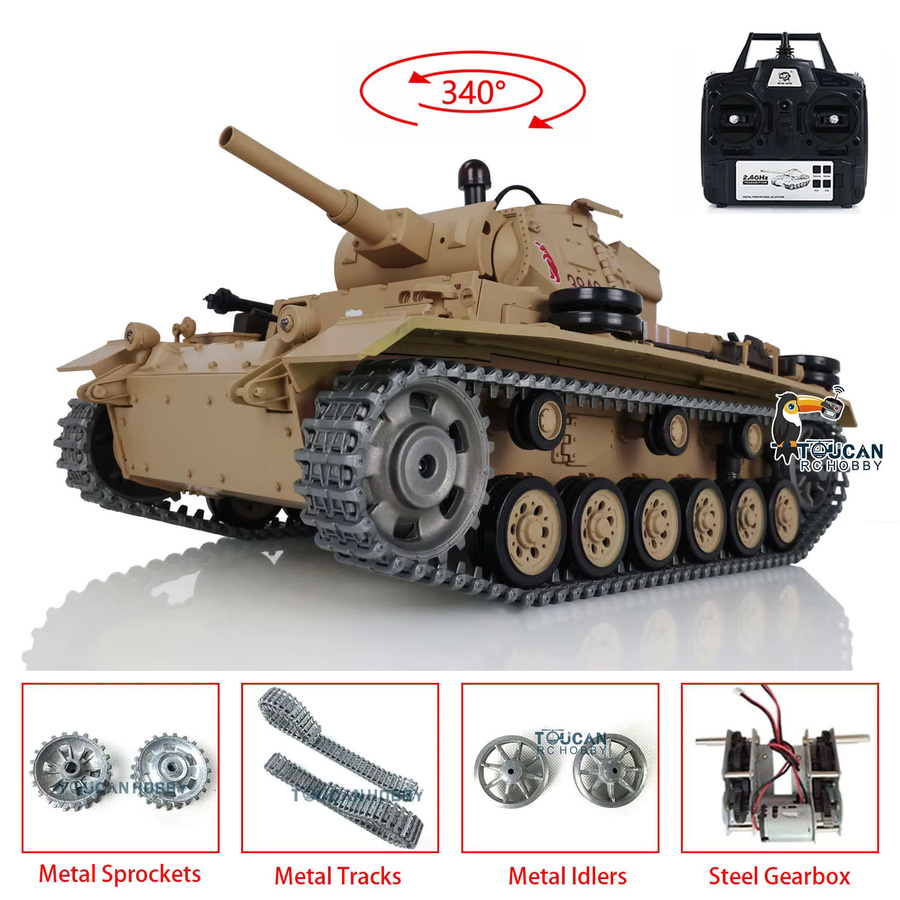 HENG LONG Panzer III, RC Panzer, 1:16, Metallketten, mit Akku - Bild 2