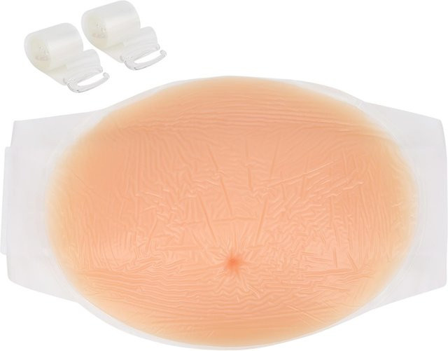 Aimo Gefälschter Schwangerschaftsbauch aus Silikon als Fotografie-Requisit mit Riemen, Farbe: Beige - Bild 1
