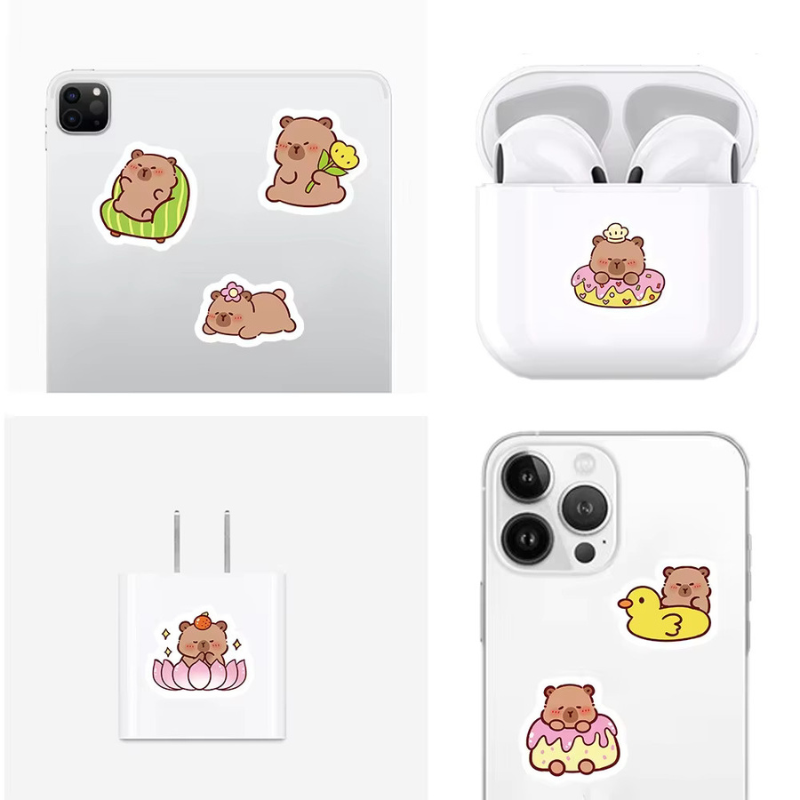 50 Stück Capybara Aufkleber von Potdemiel, bunte Cartoon Sticker aus PVC für Laptop, Handy und Scrapbooking - Bild 2